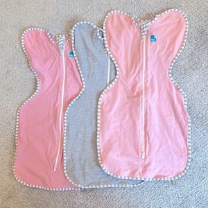 Love To Dream Swaddle Me Up Sleep Sack Small Bundle Set of 3 Pink Grey